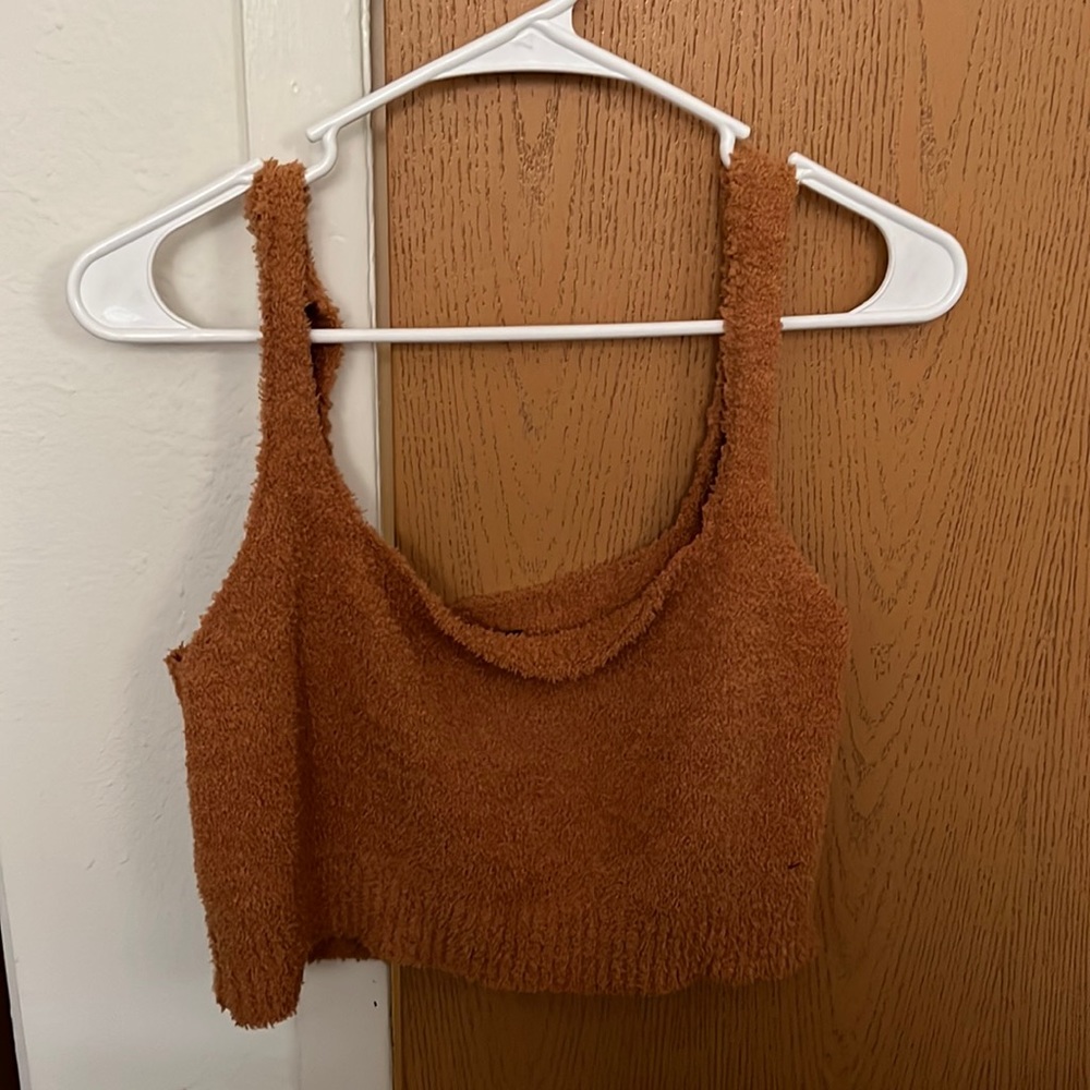 Fuzzy brown forever 21 crop top